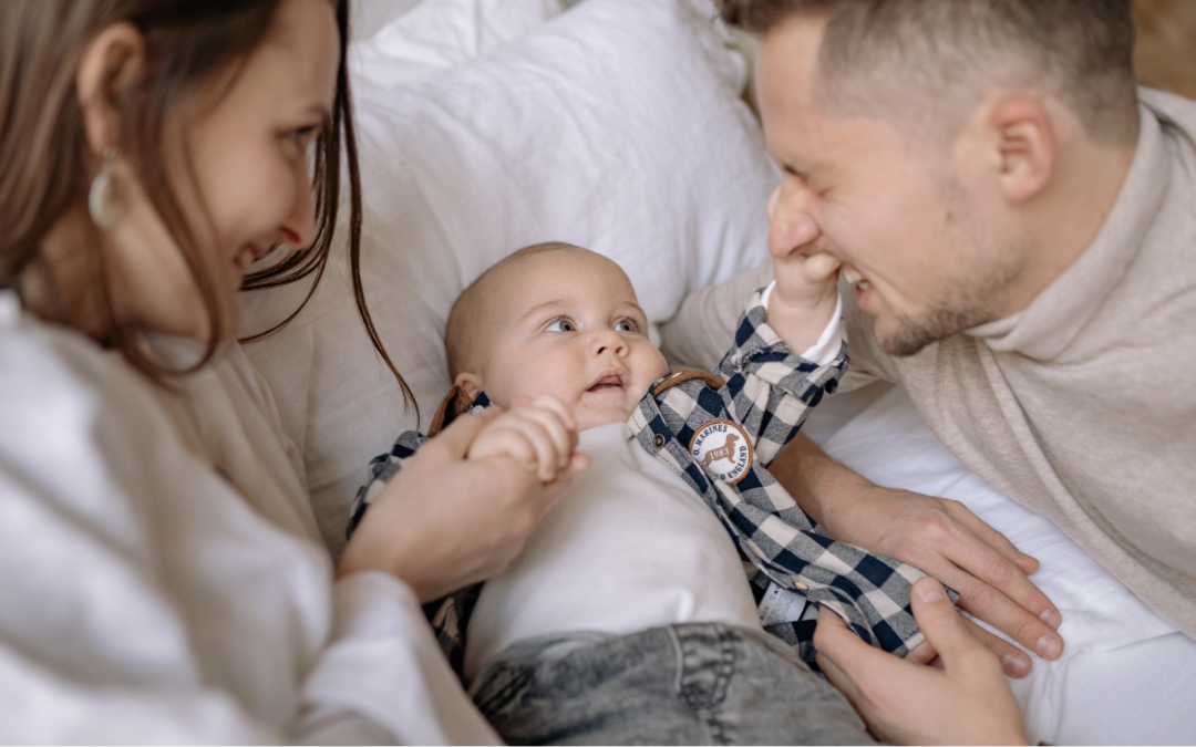 Couple with baby reconnecting
